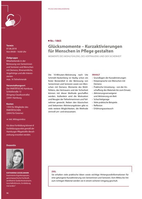 Fortbildungsprogramm 2018 der PARITÄTISCHEN Akademie Nord