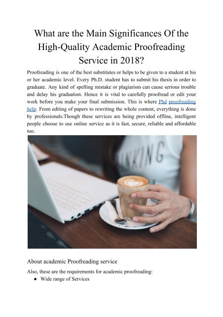 What are the Main Significances of the High-Quality Academic Proofreading Service in 2018?