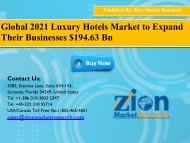 Global 2021 Luxury Hotels Market to Expand Their Businesses $194.63 Bn