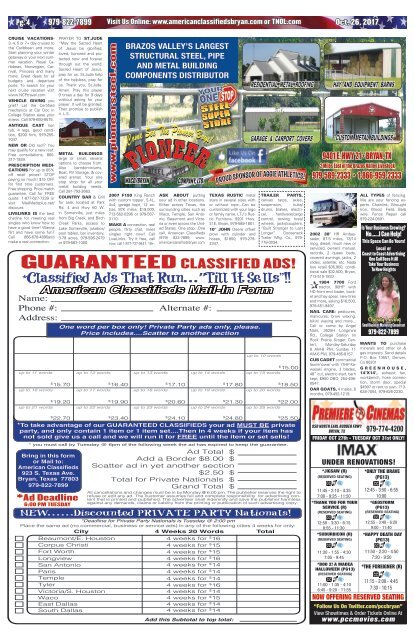 American Classifieds Oct. 26th Edition Bryan/College Station