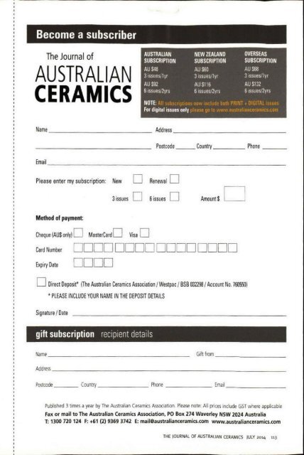 The Journal of Australian Ceramics Vol 53 No 2 July 2014