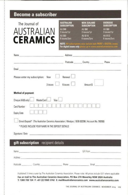 The Journal of Australian Ceramics Vol 53 No 3 November 2014