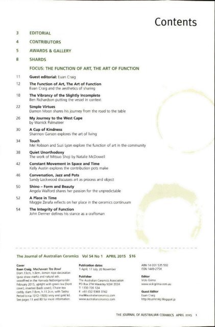 The Journal of Australian Ceramics Vol 54 No 1 April 2015