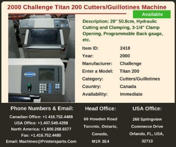Buy Used 2000 Challenge Titan 200 Cutters/Guillotines Machine