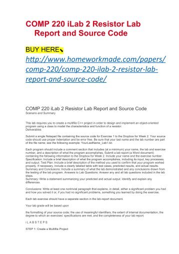 COMP 220 iLab 2 Resistor Lab Report and Source Code
