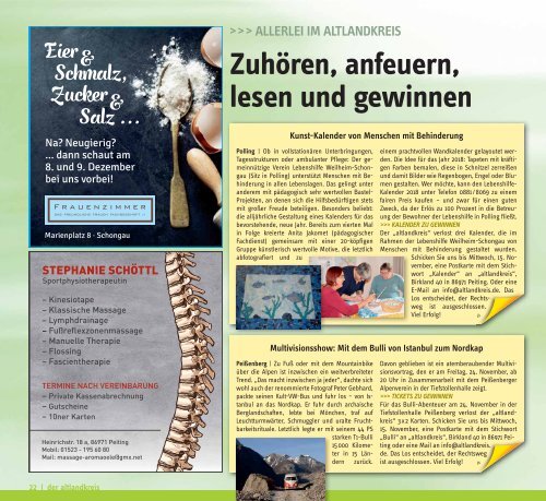 Altlandkreis Ausgabe November/Dezember 2017 - Das Magazin für den westlichen Pfaffenwinkel