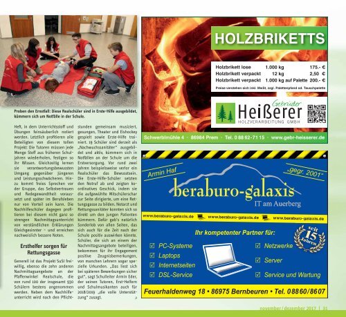 Altlandkreis Ausgabe November/Dezember 2017 - Das Magazin für den westlichen Pfaffenwinkel