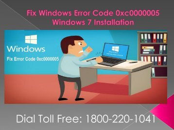 Fix Windows Error Code 0xc0000005 Dial 18002201041