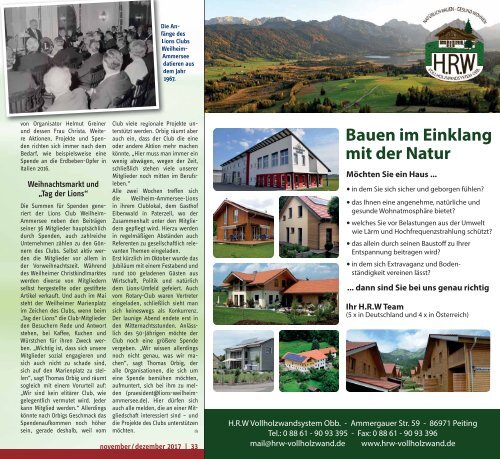Tassilo, Ausgabe November/Dezember 2017 - Das Magazin rund um Weilheim und die Seen