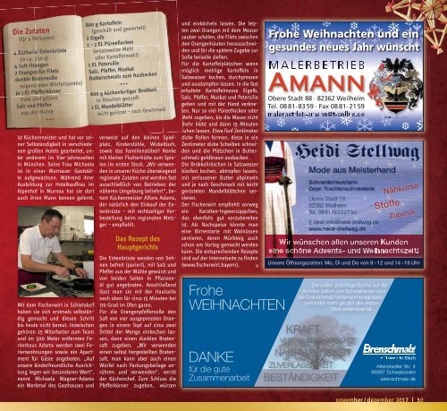 Tassilo, Ausgabe November/Dezember 2017 - Das Magazin rund um Weilheim und die Seen