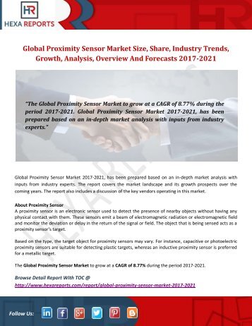 Proximity Sensor Market | Share, Size, Trends, Growth and Analysis