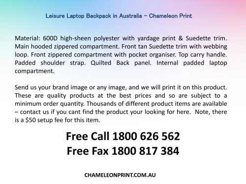 Leisure Laptop Backpack in Australia - Chameleon Print