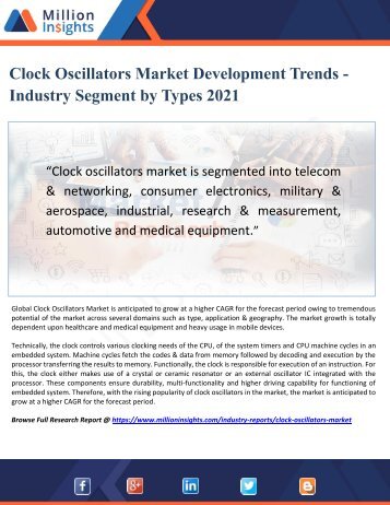 Clock Oscillators Market Development Trends and  Segment by Types 2021