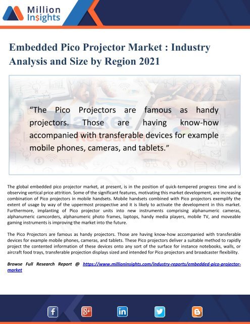 Embedded Pico Projector Market Analysis and Size by Type 2021