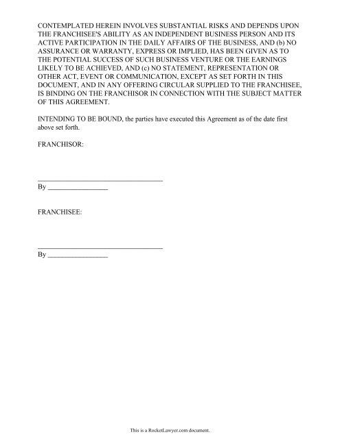 My Franchise Agreement