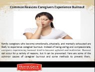 Common Reasons Caregivers Experience Burnout