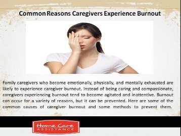 Common Reasons Caregivers Experience Burnout