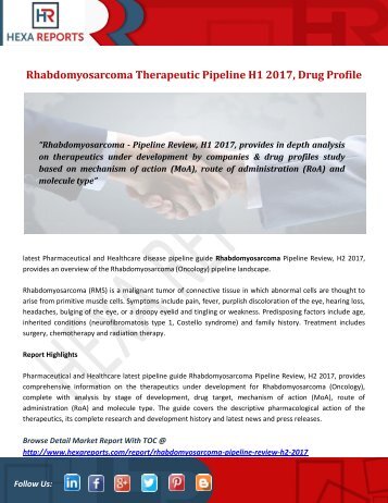 Rhabdomyosarcoma Therapeutic Pipeline H1 2017, Drug Profile