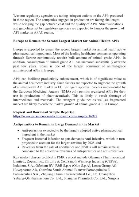 Animal Health Active Pharmaceutical Ingredients Market Trends and Demand 2017-2025