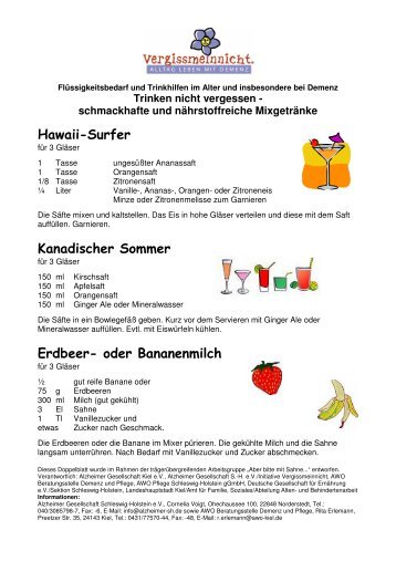 Trinken nicht vergessen - AWO Pflege Schleswig-Holstein gGmbH