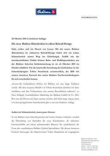 PM Bahlsen Künstlerdose - Bahlsen GmbH & Co. KG