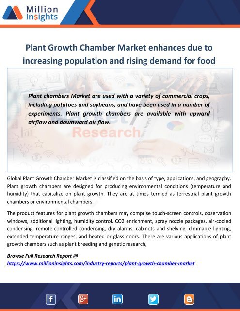 Plant Growth Chamber Market enhances due to increasing population and rising demand for food