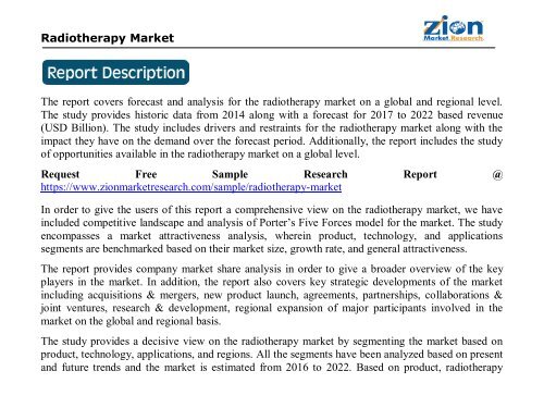 Radiotherapy Market , 2016 and 2021