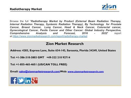 Radiotherapy Market , 2016 and 2021