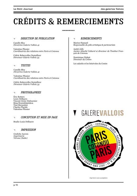 La Petit Journal des Galeries Vallois N°8