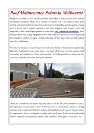 Roof Maintenance Points in Melbourne