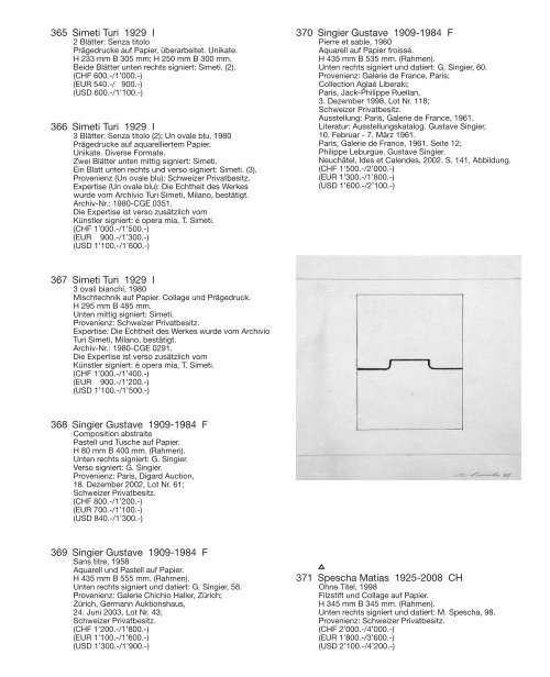 Kunst Auktion 20. - 21. November 2017, Germann Auktionshaus Zürich   