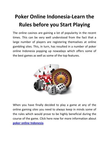 Poker Online Indonesia-Learn the Rules before you Start Playing