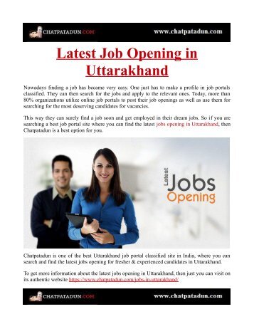 Latest Job Opening in Uttarakhand