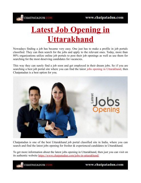 Latest Job Opening In Uttarakhand