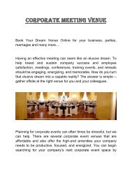Corporate Meeting Venue