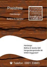Preisliste Hairdesign Bettina & Sandra