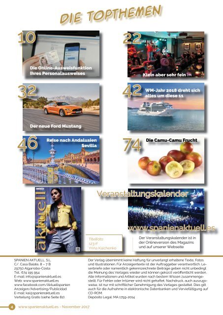 Spanien aktuell - Onlineversion - November 2017