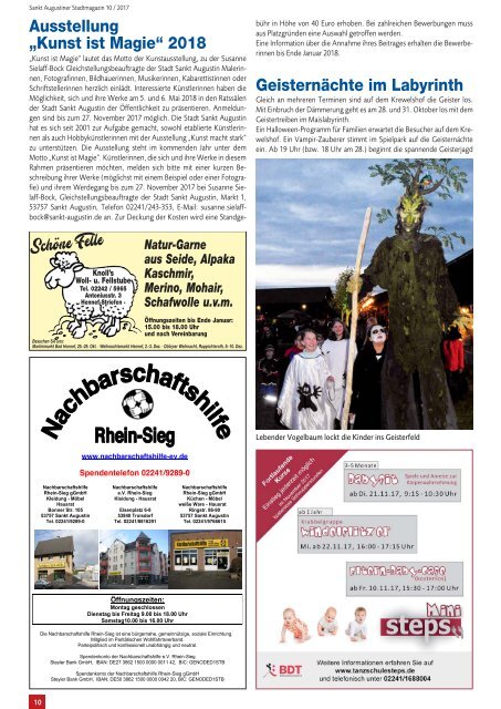 Sankt Augustiner Stadtmagazin, Ausgabe 10/ November 2017