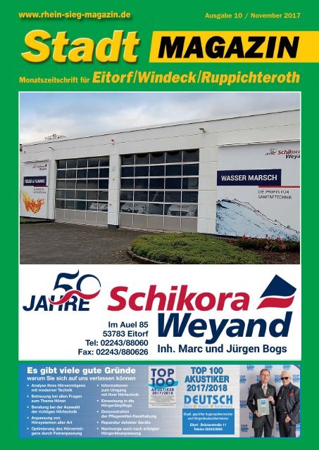 Stadtmagazin Eitorf, Windeck, Ruppichteroth, Ausgabe 10 / November 2017