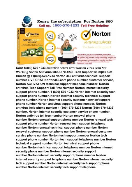 Cont 1800 570 1233 Norton Antivirus not protected error scanning error