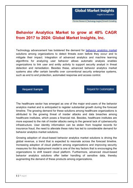 Behavior Analytics Market – Industry trends, applications and forecast, 2017 - 2024  