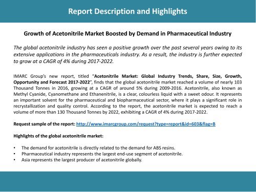 Global Acetonitrile Market Price Trends, Size, Share, Report And Forecast 2017-2022