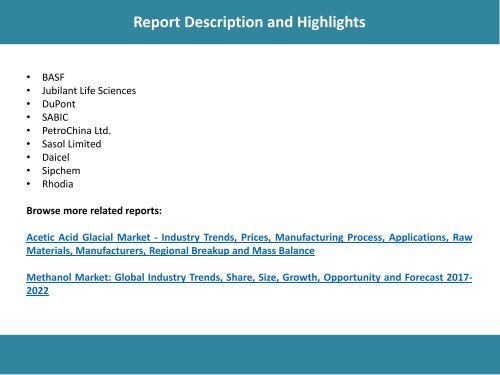 Global Acetonitrile Market Price Trends, Size, Share, Report And Forecast 2017-2022