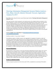 Oncology Information Management Systems Market Analysis- Application, Type, Voltage, End-User, Category, Global Trends and Forecast To 2022