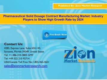 Global Pharmaceutical Solid Dosage Contract Manufacturing Market, 2016-2024