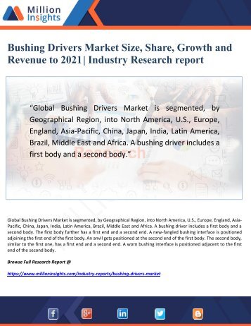 Bushing Drivers Market Size, Share, Growth and Revenue to 2021