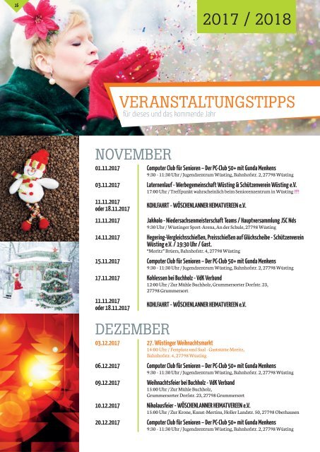 BüRGERBRIEF Vereinsheft Ausgabe 92 - November 2017 vom Bürgerverein Wüsting eV