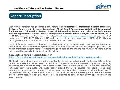 Global Healthcare Information System Market, 2016 – 2021