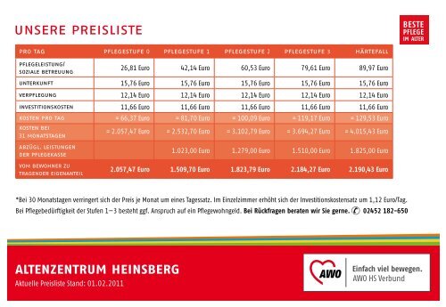 unsere preisliste altenzentrum heinsberg - AWO-HS