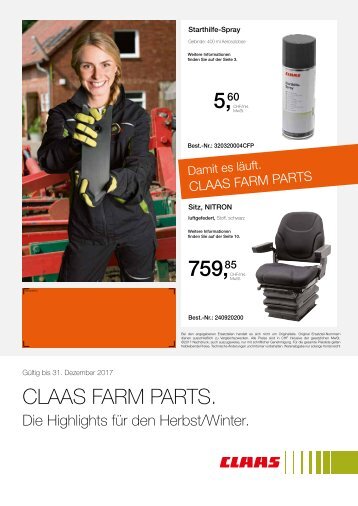 2017 CLAAS FARM PARTS Highlights für den Herbst-Winter 2017, D